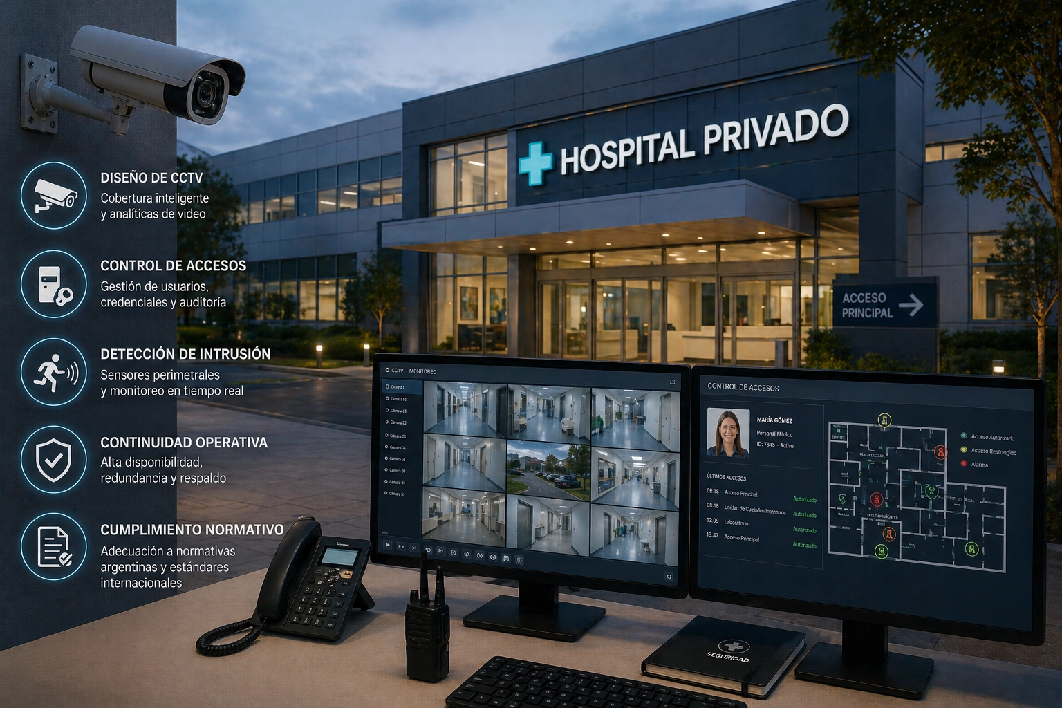 Seguridad electrónica para hospitales privados en Argentina: soluciones integradas y cumplimiento